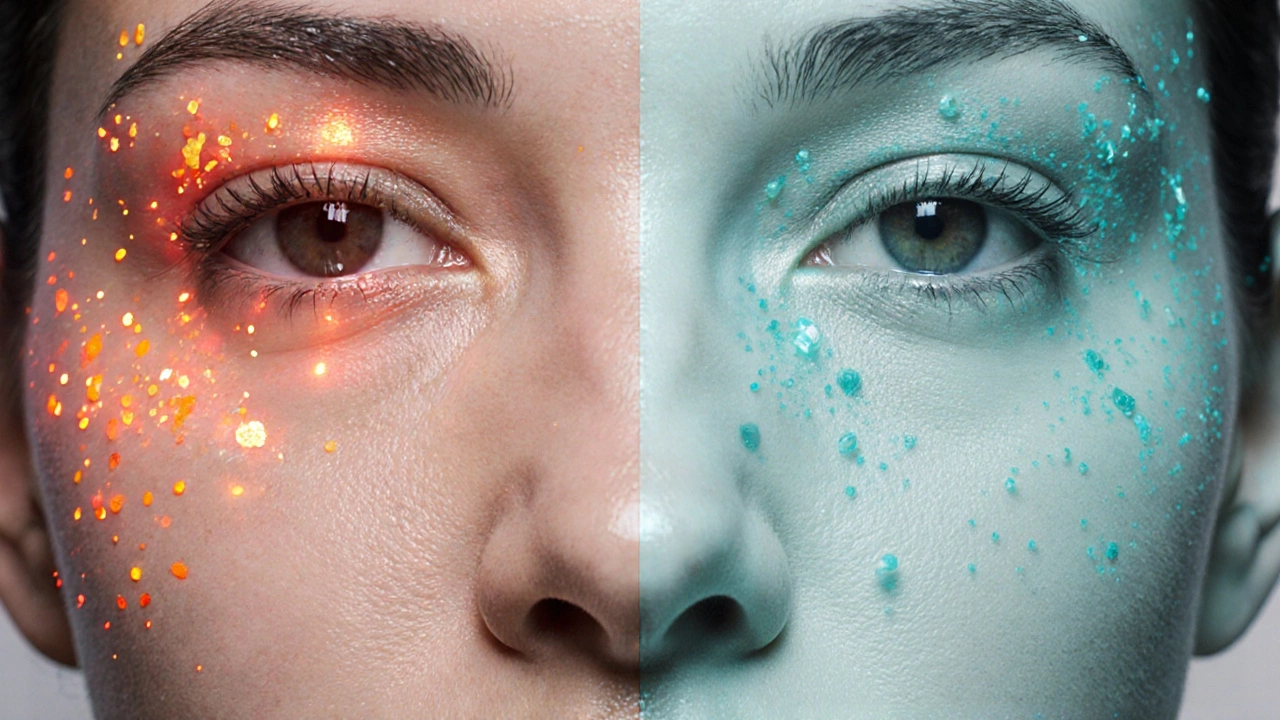 Сравнение глубины воздействия CO2‑лазера и фракционного лазера на коже лица.