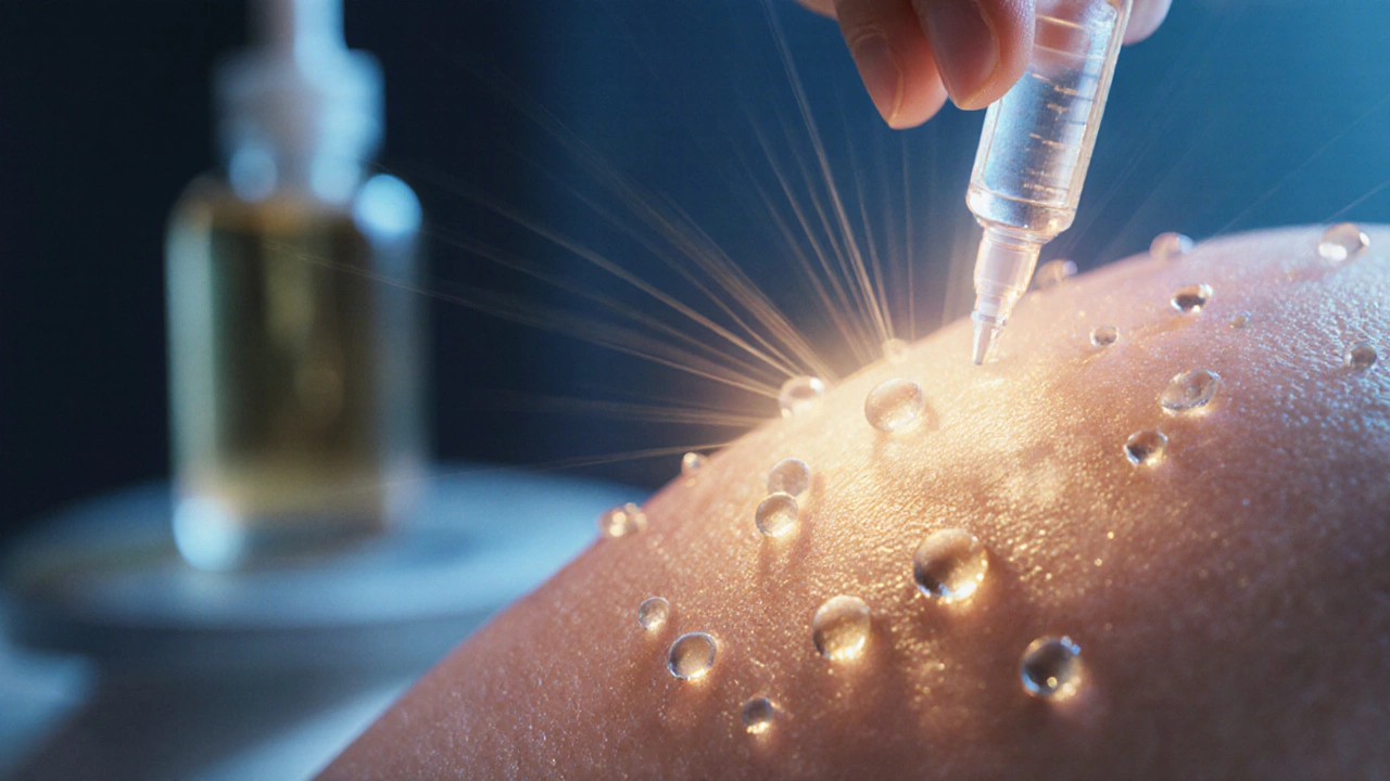 Биоревитализация: капли гиалуроновой кислоты проникают в кожу, стимулируя обновление.