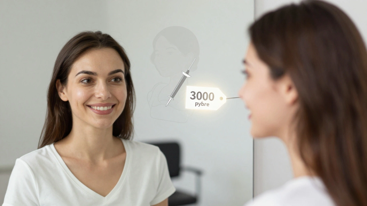 Женщина с улучшенной кожей смотрит в зеркало, а вокруг исчезают мифы о быстрой красоте.