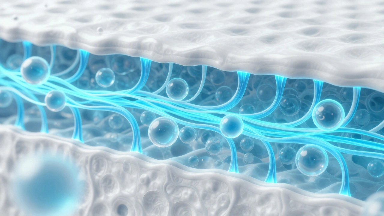 Абстрактная макросъемка регенерации коллагеновых волокон под кожей.