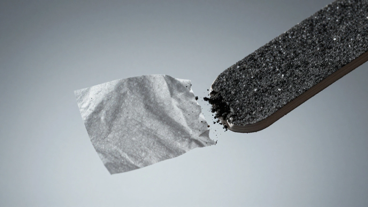 Сравнение тонкой бумаги и наждачной бумаги как символ уязвимости кожи